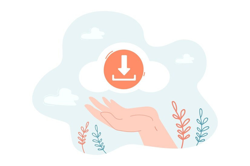 Hand Holding Download Icon Illustration